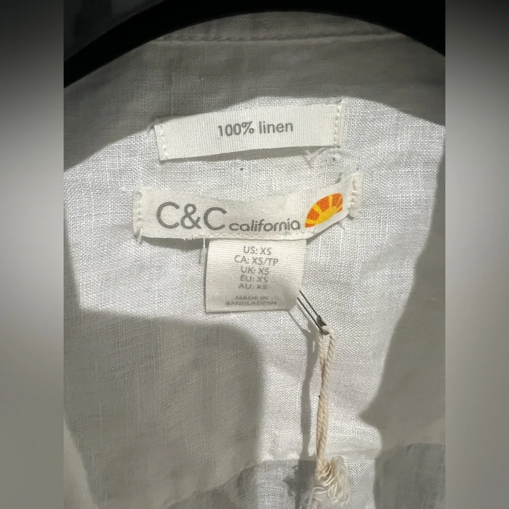 C&C California linen shirt white New! Size XS - Picture 9 of 9
